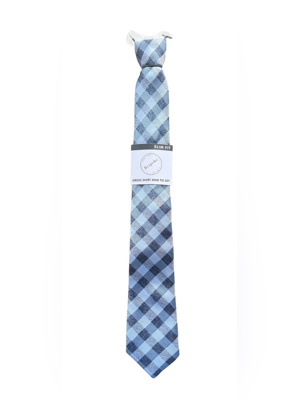 Bespoke Slim Fit Blue Plaid Tie